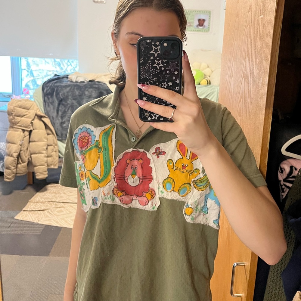 Embroidered Button Top